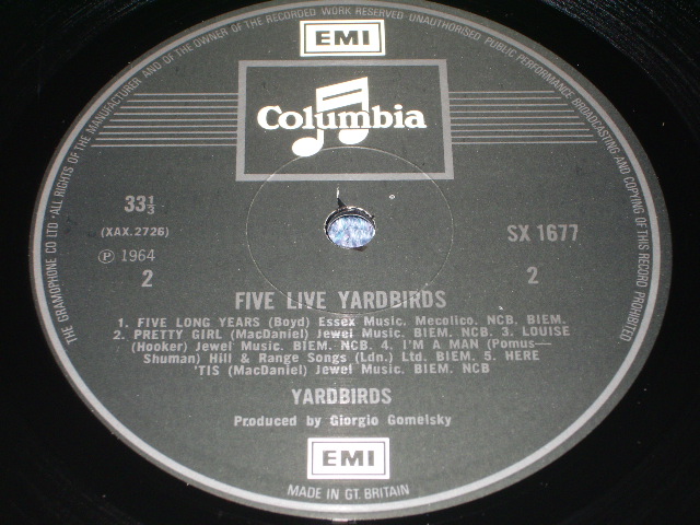 画像: YARDBIRDS,THE  - FIVE LIVE YARDBIRDS/ 1969  UK 2nd  "WHITE COLUMBIA $ SILVER PRINT" MONO  LP 