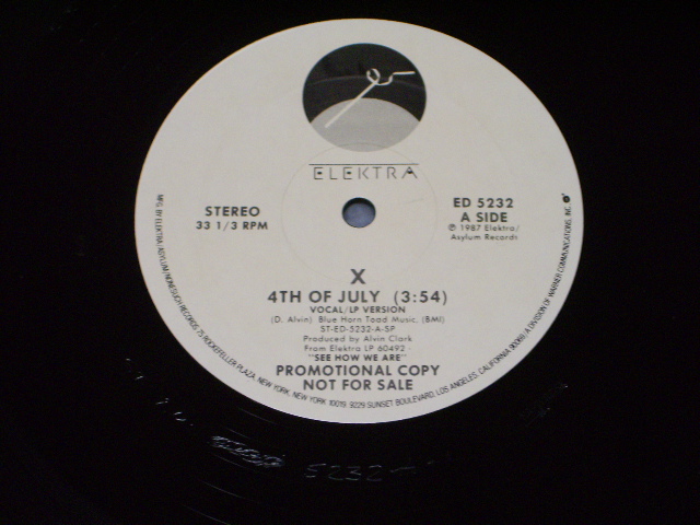 画像: X - 4TH OF JULY / 1987 US ORIGINAL PROMO ONLY 12inch