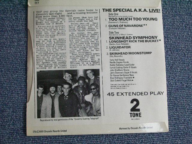 画像: THE SPECIAL A.K.A. - LIVE TOO MUCH TOO YOUNG  /　1980  UK ORIGINAL 7"EP + PICTURE SLEEVE 
