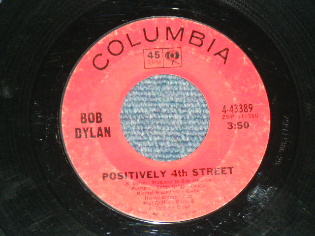 画像: BOB DYLAN - POSITIVELY 4TH STREET  / 1965 US ORIGINAL 7"SINGLE With ORIGINAL PICTURE  SLEEVE 