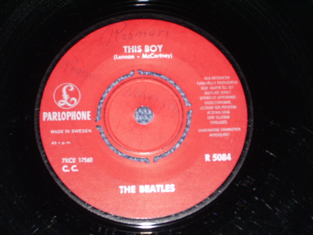 画像: THE BEATLES - I WANT TO HOLD YOUR HAND ( RED Label : Ex+/Ex++ ) / 1960's  SWEDEN ORIGINAL Used 7" Single With PICTURE SLEEVE 