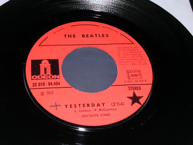 画像: THE BEATLES - YESTERDAY  / 1973 FRANCE REISSUE 7"Single With PICTURE SLEEVE