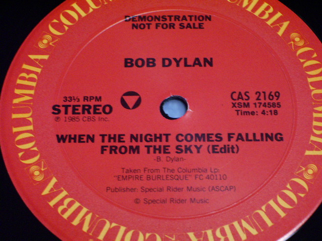 画像: BOB DYLAN - WHEN THE NIGHT COMES FALLING FROM THE SKY/   1985 US Promo Only 12"