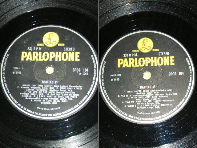 画像: THE BEATLES - BEATLES VI (MATRIX #A) YEEX 112-15A 1 AA   B) YEEX 114-15A 1 M) (Ex++/Ex++) / 1966 UK EXPORT  Yellow Parlophone STEREO LP