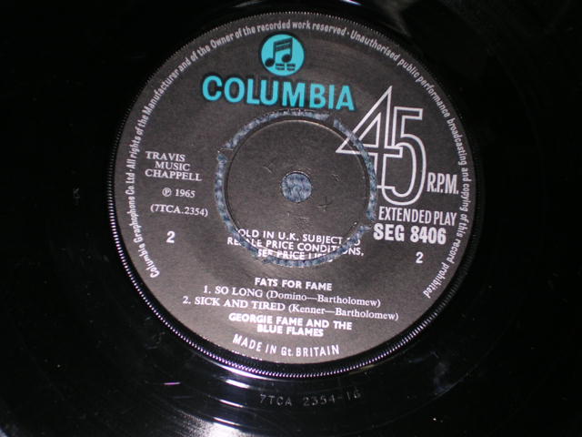 画像: GEORGIE FAME - FATS FOR FAME / 1965 UK ORIGINAL 45rpm 7" EP 