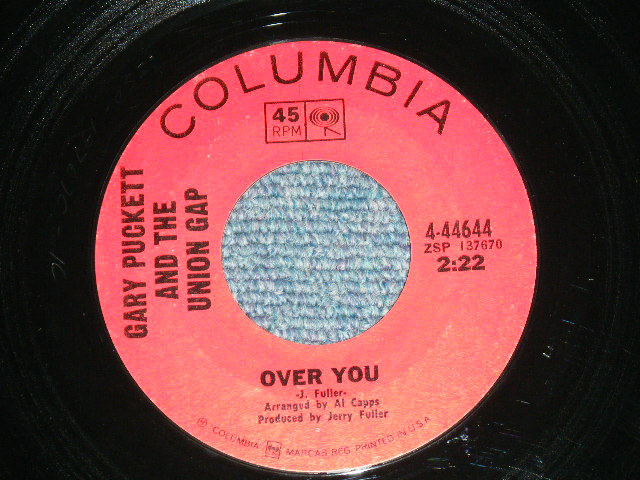 画像: GARY PUCKETT and The UNION GAP - A) OVER YOU B)  IF THE DAY WOULD COME  (Ex+/Ex+++) / 1968 US AMERICA ORIGINAL Used 7" Single With PICTURE SLEEVE  