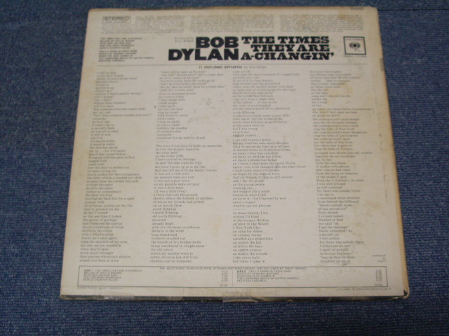 画像: BOB DYLAN - THE TIMES THEY ARE A CHANGIN' (With SONG SHEET : Ex-/Ex++) /  1964 US ORIGINAL STEREO LP