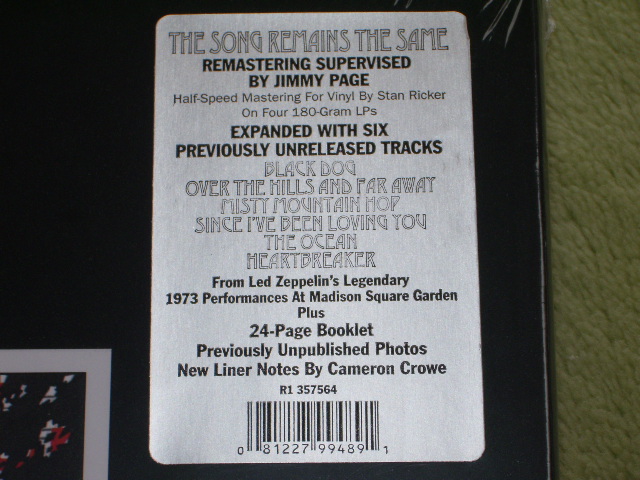 画像: LED ZEPPELIN -THE SONG REMAIN THE SAME ( LIMITED HQ 180 Glam 4 LPs BOX SET + BOOKLET  )  / 2007 US ORIGINAL SEALED LP