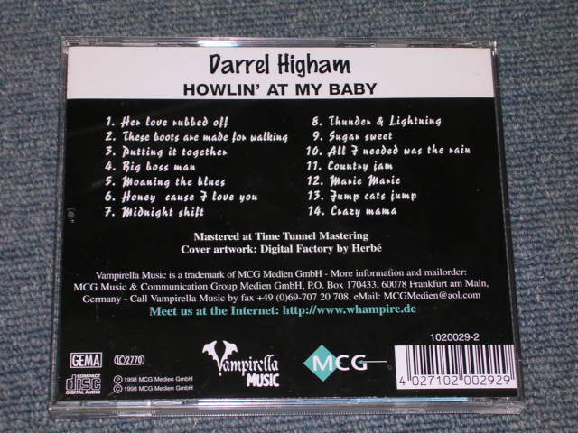 画像: DARREL HIGHAM - HOWLIN' AT MY BABY/ 1998 GERMAN BRAND NEW CD  