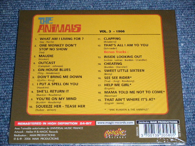 画像: THE  ANIMALS -  THE ANIMALS VOL.3 1966  / 2006 FRANCE  Brand New SEALED CD 