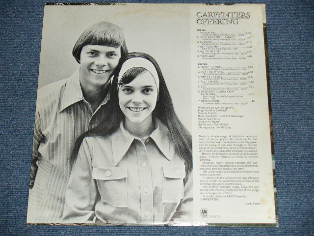 画像: CARPENTERS -OFFERING (Matrix No.          A)  SP-4309 (RE-1)-15         B)  SP-4310(RE-1)-15 ) ( DEBUT ALBUM ) / 1969 US AMERICA ORIGINAL "BROWN Label" Used  LP 